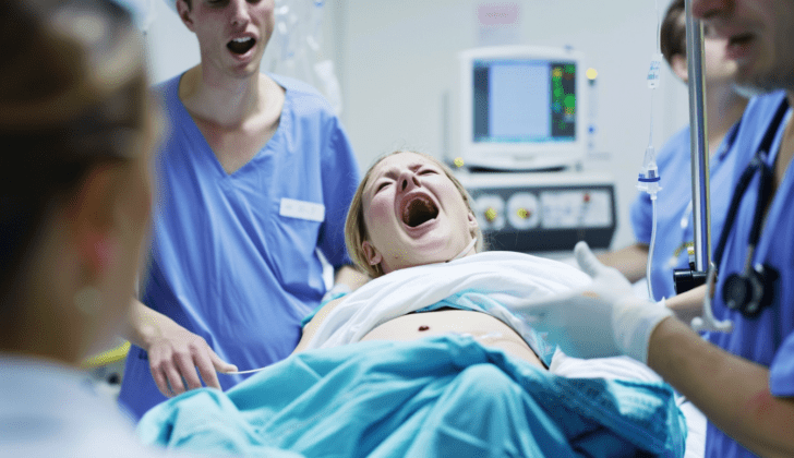 Woman giving birth