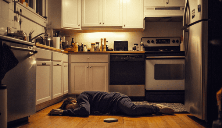 Man passed out on kitchen floor