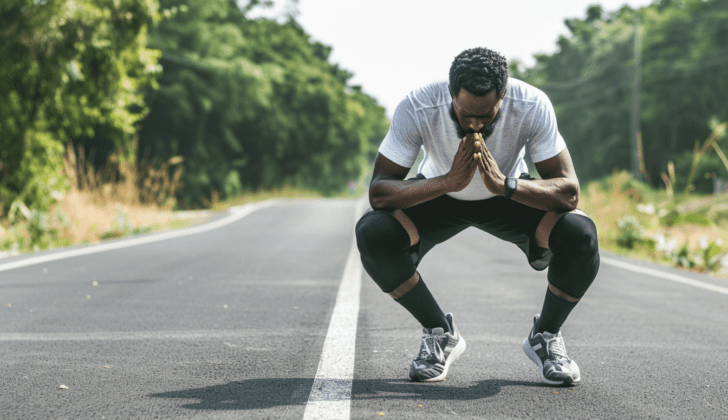Man out of breath working out