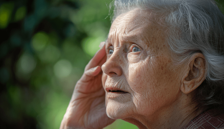 Woman with age-related hearing loss